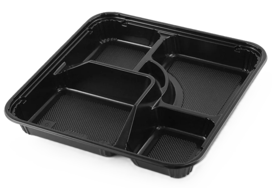 307 Black Takeout Bento Box with Lid PS/OPS