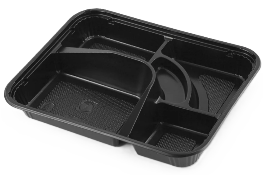 306 Black Takeout Bento Box with Lid PS/OPS