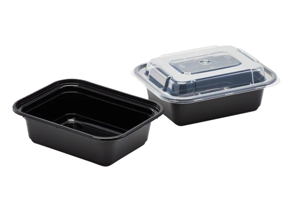 Rectangular Microwavable Heavy Weight Container with Lid 12oz