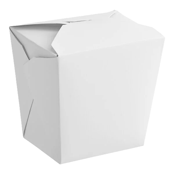 White microwavable paper take-out container 16 oz