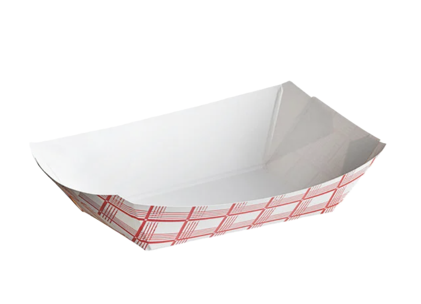 Red & White Paper Food Tray 2 lb.