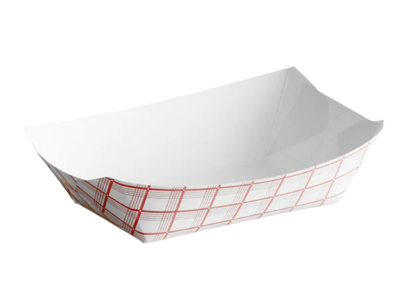 Red & White Paper Food Tray 3 lb.