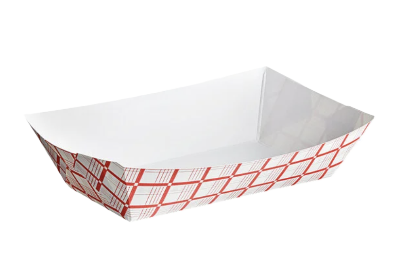 Red & White Paper Food Tray 5 lb.