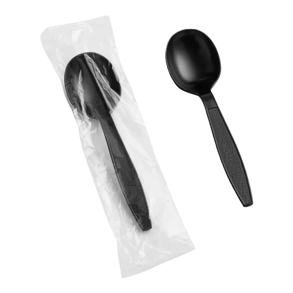 Heavy Weight Wrapped Plastic Spoon Black