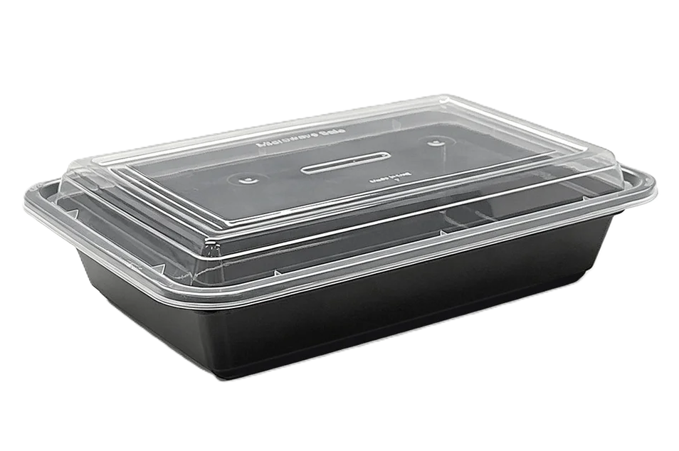Rectangular Microwavable Heavy Weight Container with Lid 28 oz
